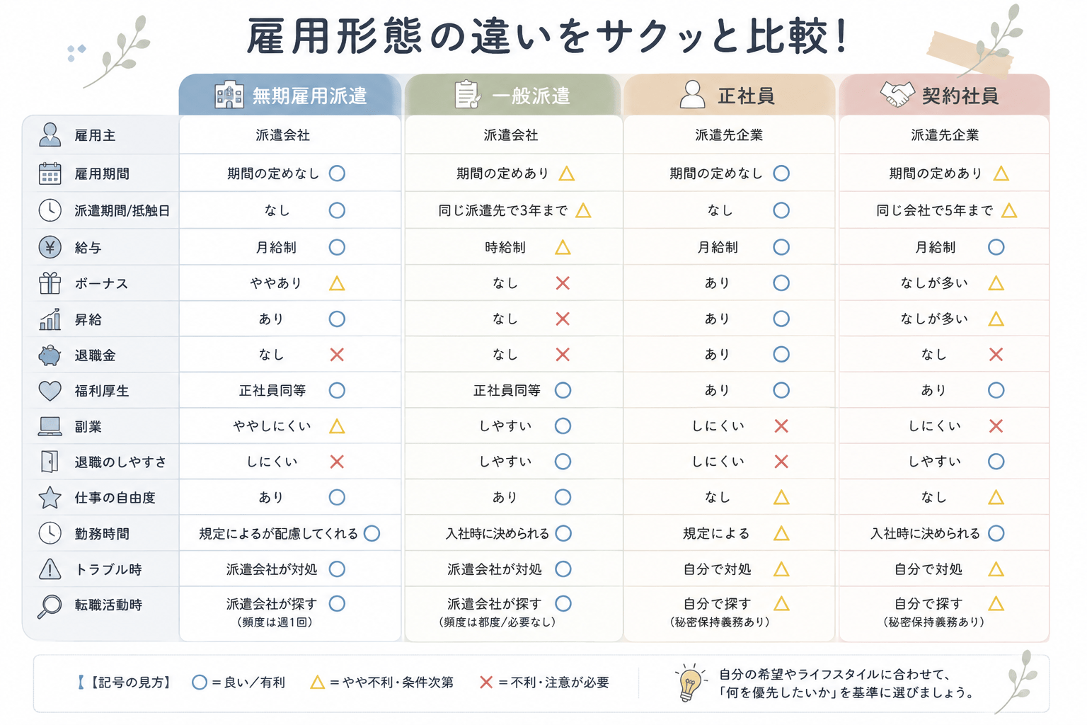 雇用形態比較表