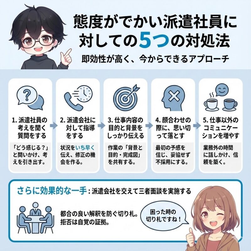 態度がでかい派遣社員に対しての対処法