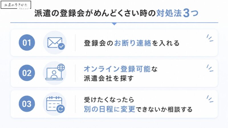 派遣の登録会がめんどくさい時の対処法3つ