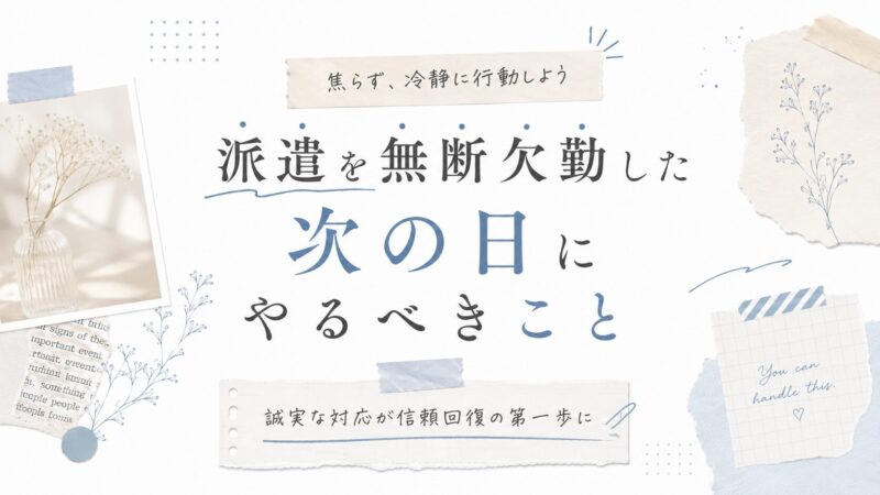 派遣を無断欠勤した次の日にやるべきこと