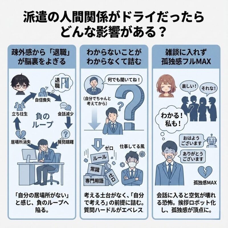 派遣の人間関係がドライだったらどんな影響がある？