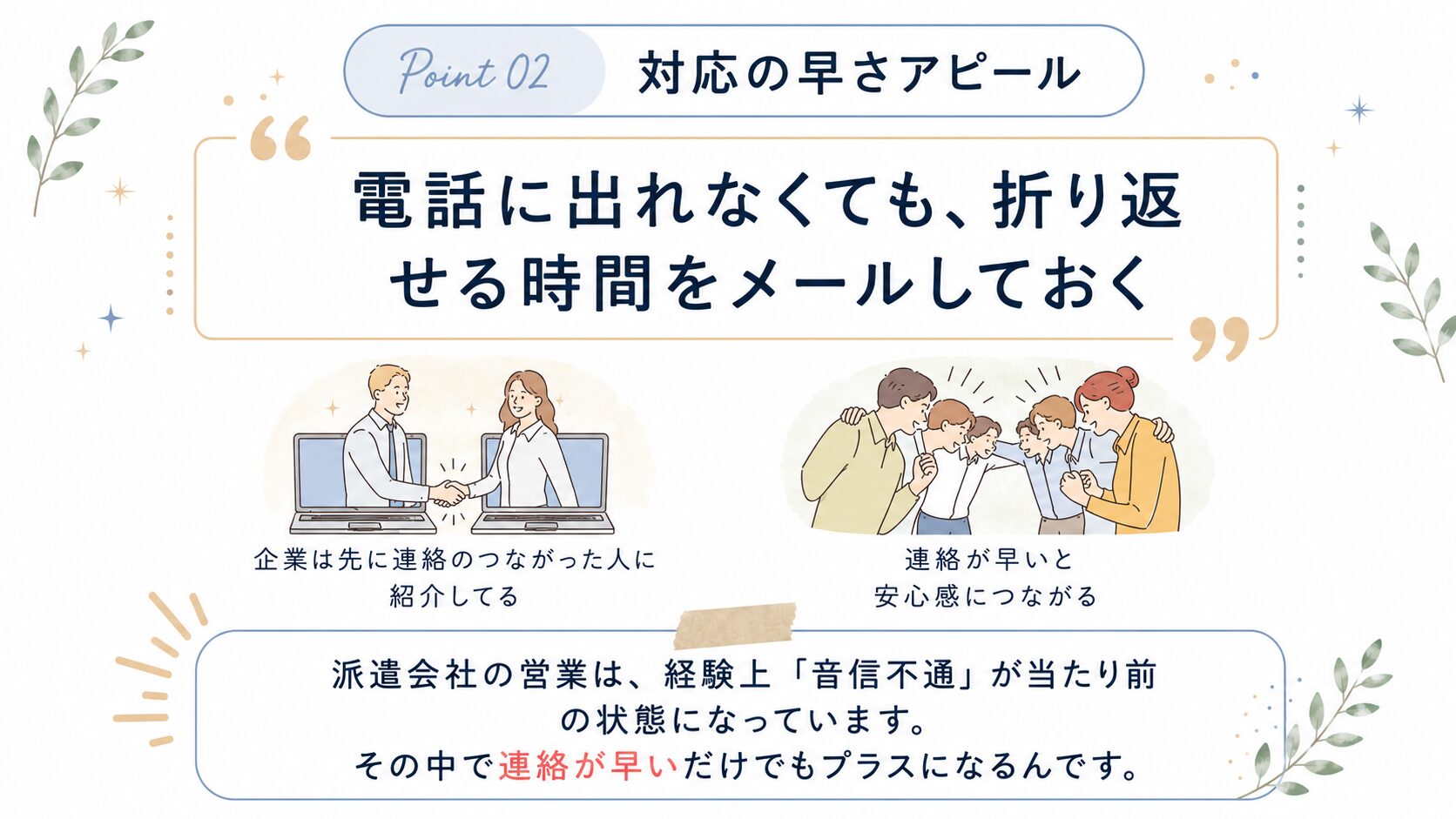 対応の速さをアピールする
