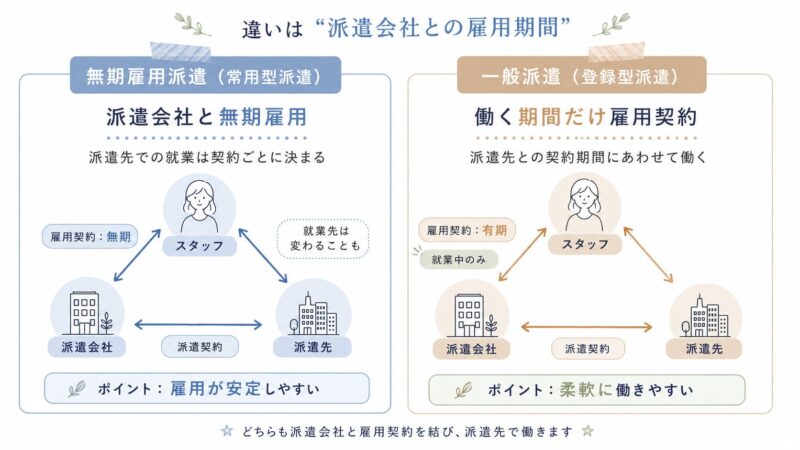 っ無期雇用派遣と一般派遣の違い