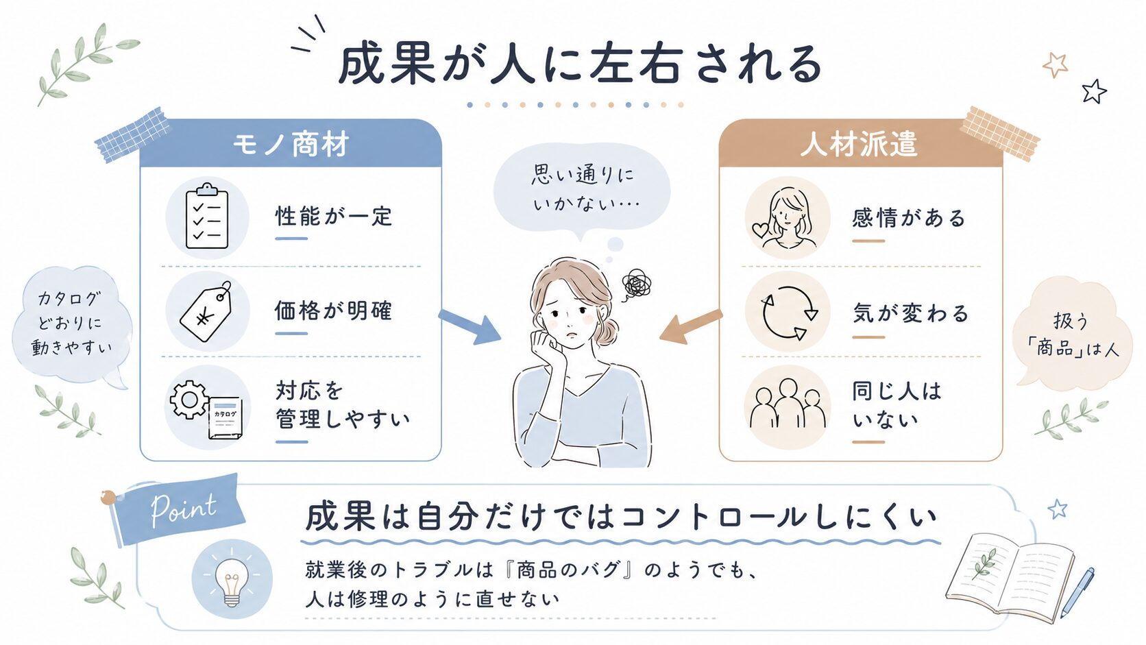 ⑥:成果が「人」に左右される
